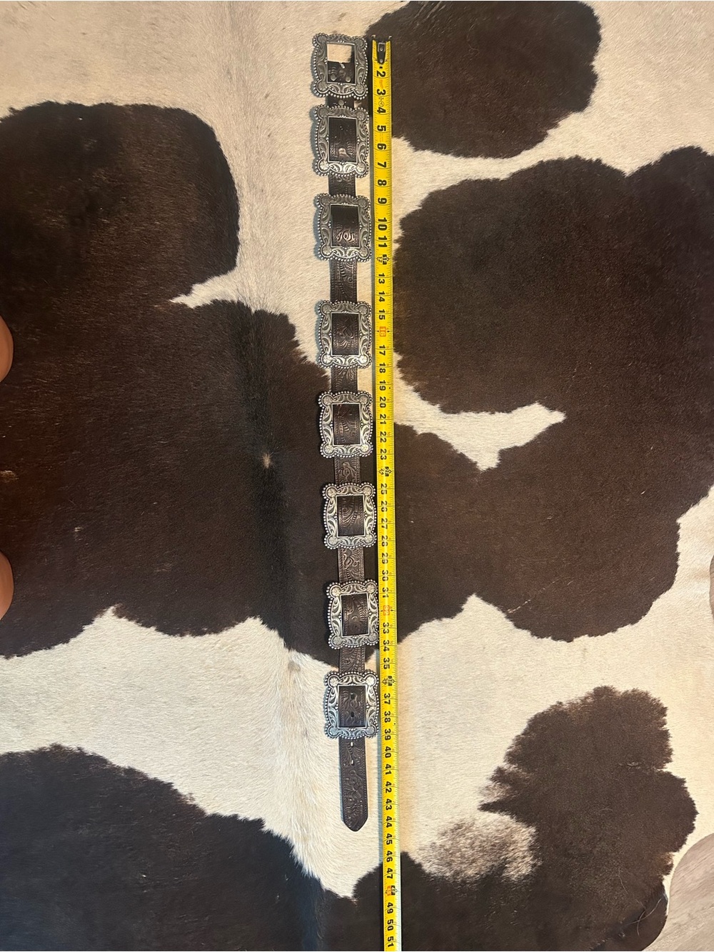 Nocona Western Concho Belt in Dark Brown and Silver